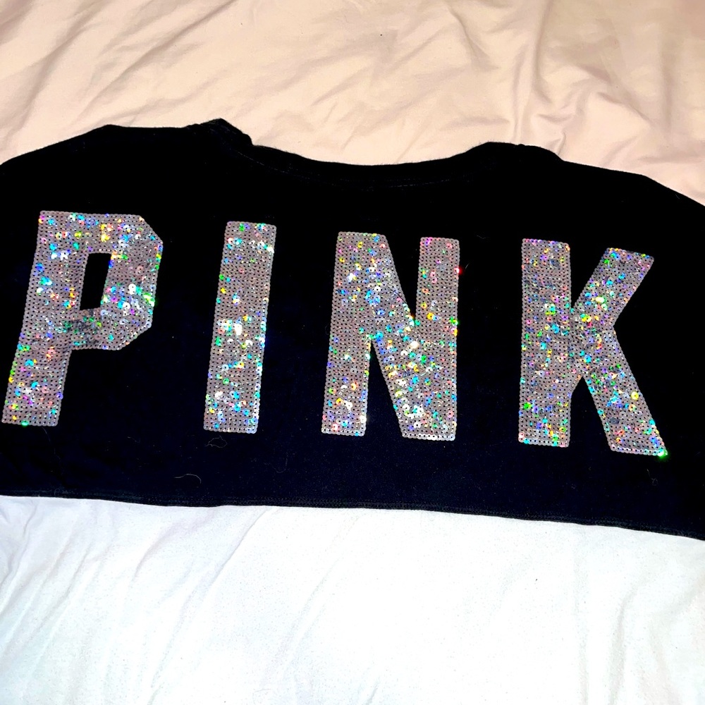 PINK Victoria Secret Long Sleeve Sequin T-Shirt